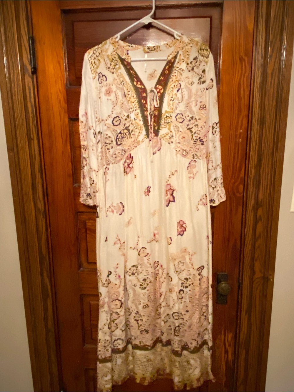 Nanette Lepore Ivory Maxi Dress with Pink and Olive Accents